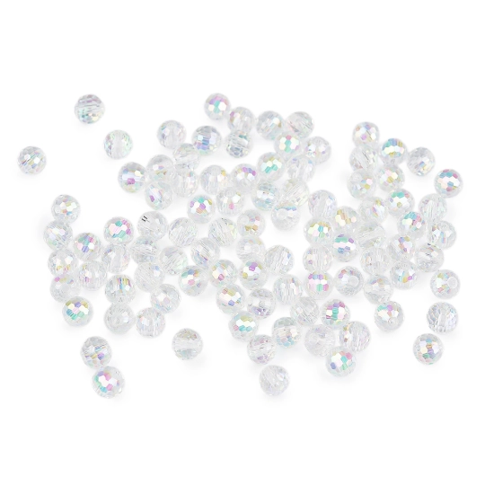 Sklenené koráliky brúsené ohňovky 6 mm s AB efektom - 1 sáčok | Mimib