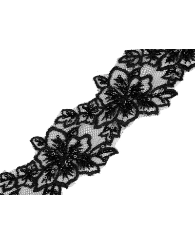Vyšívaný prámik s korálikmi a flitrami šírka 70 mm - 9 m | Mimib