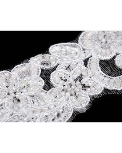 Vyšívaná čipka exclusive s korálikmi a flitrami šírka 50 mm - 1 m | Mimib