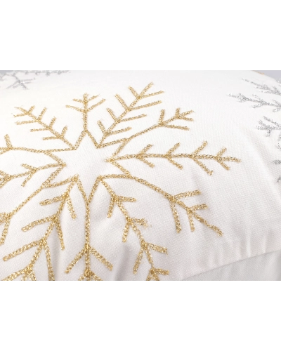 Bavlnená vianočná obliečka na vankúš vločky vyšívaná 45x45 cm - 1 ks | Mimib