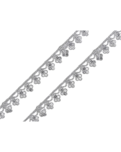 Prámik / vzdušná čipka metalická s flitrami šírka 12 mm - 9 m | Mimib