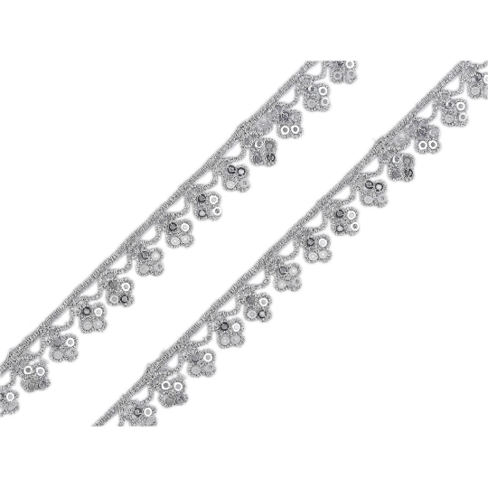 Prámik / vzdušná čipka metalická s flitrami šírka 12 mm - 9 m | Mimib