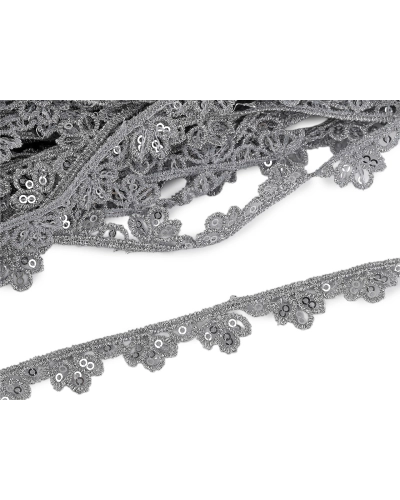 Prámik / vzdušná čipka metalická s flitrami šírka 13 mm - 9 m | Mimib