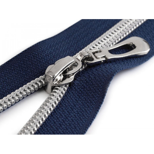 Spirálcipzár ezüst fogazással szélessége 7 mm hossza 50 cm | Mimib