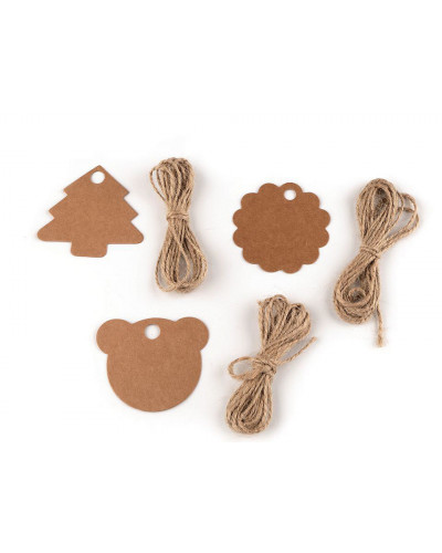 Cimke / névkártya juta madzaggal karácsonyfa, szív, maci, csipesz | Mimib