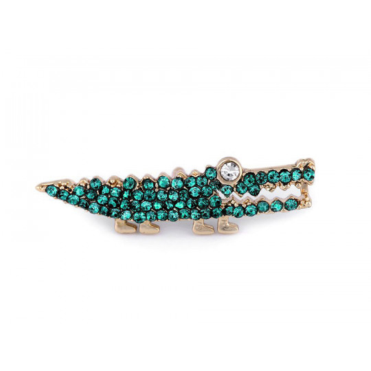 Bross / jelvény csiszolt kövekkel krokodil, kislány | Mimib
