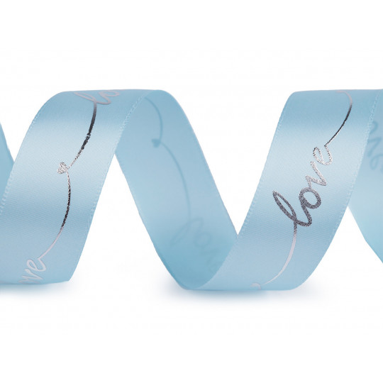 Szatén szalag fémes mintával Love szélessége 26 mm | Mimib