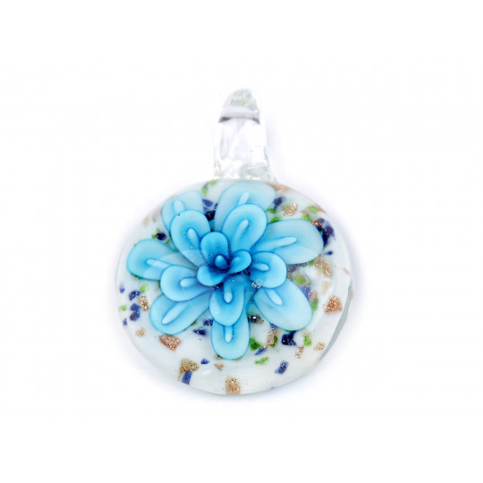 Üveg medál virág Ø31 mm | Mimib