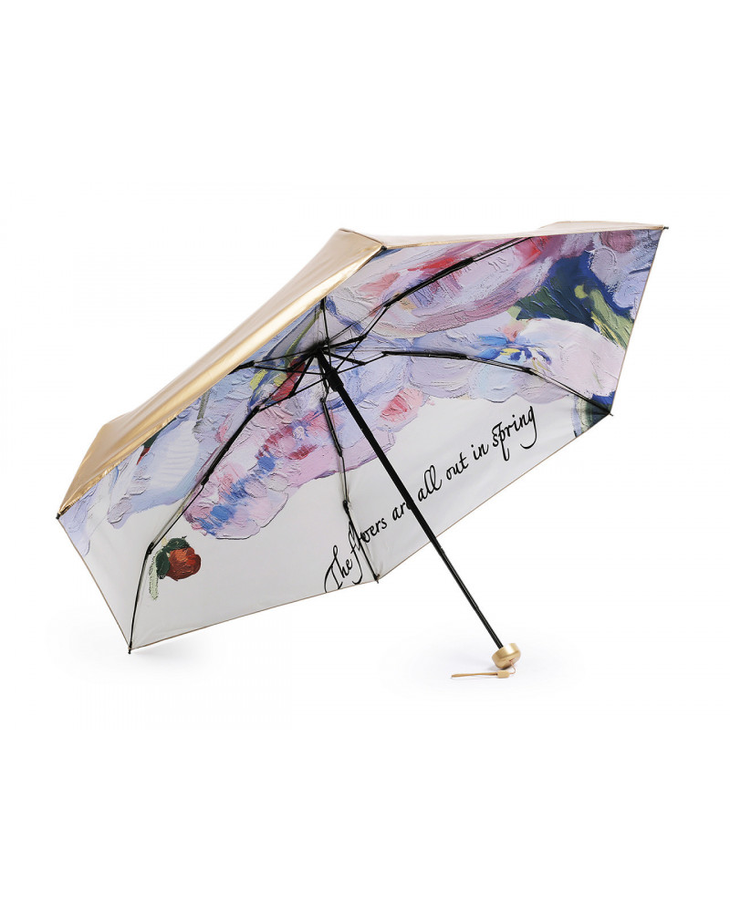 Női mini összecsukható esernyő fémes, belseje díszítve | Mimib