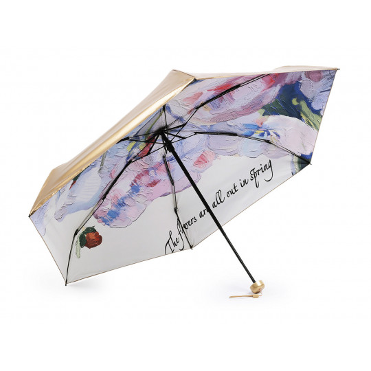 Női mini összecsukható esernyő fémes, belseje díszítve | Mimib