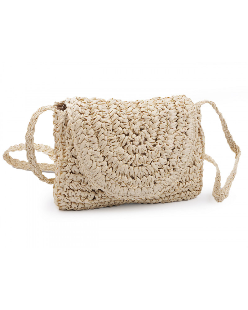 Horgolt rafia táska  - lyco crossbody 16x21 cm | Mimib
