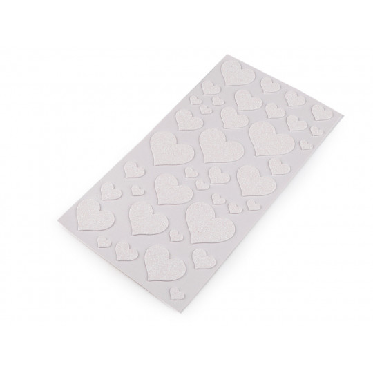 Öntapadós habgumi Moosgummi szív glitterekkel - méret mix | Mimib