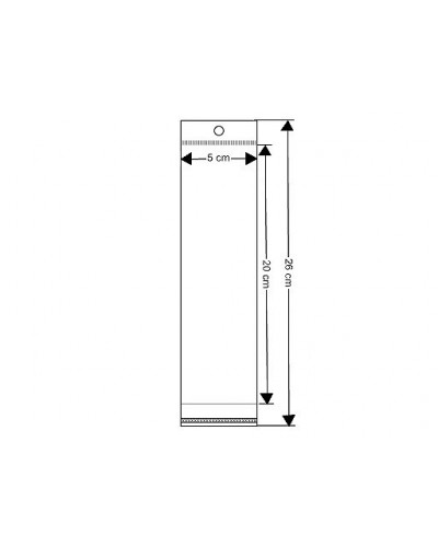 PP ragasztócsíkos celofán tasak jellegű BOPP tasak akasztóval 5x20 cm - 100 db. | Mimib