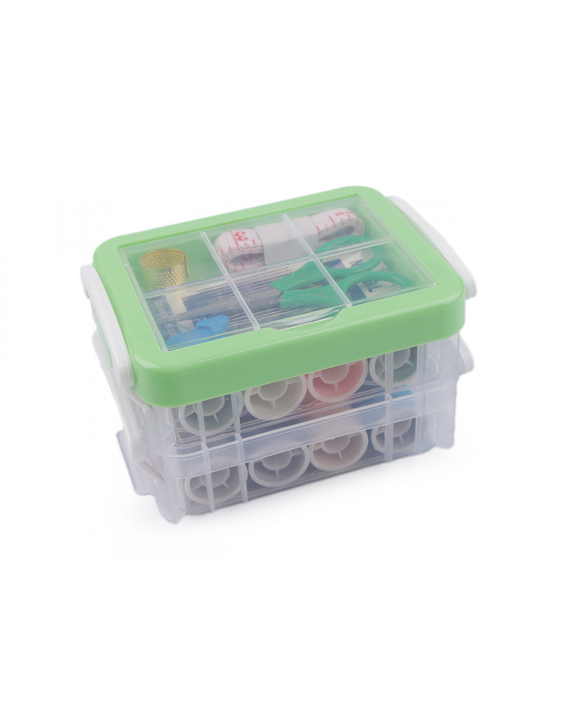 Varrótűkészlet átlátszó műanyag dobozban 2 emeletes - 1 szett | Mimib