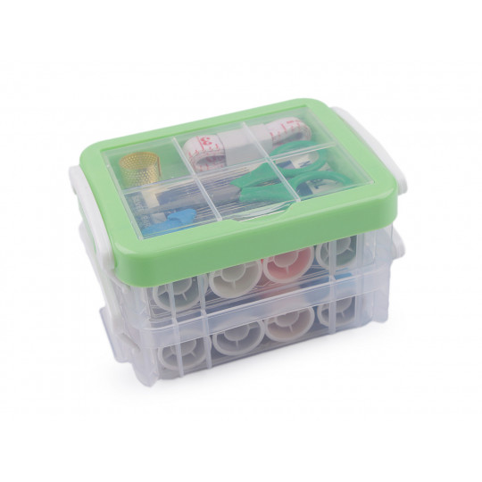 Varrótűkészlet átlátszó műanyag dobozban 2 emeletes - 1 szett | Mimib