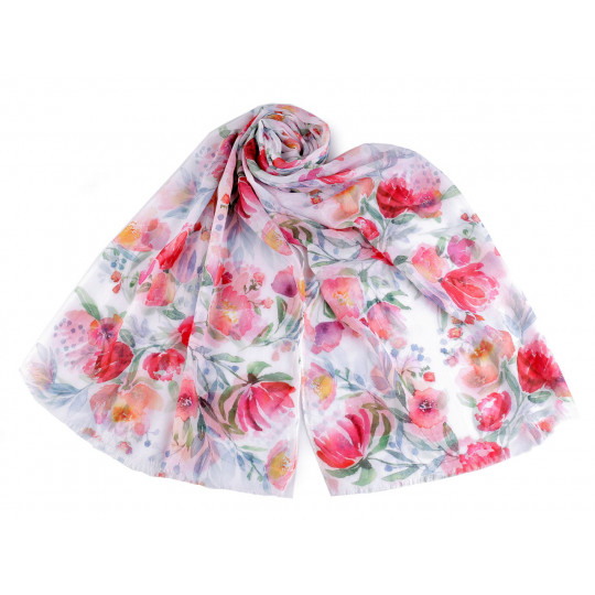 Nyári kendő / sál festett virág 70x180 cm - 1 db. | Mimib