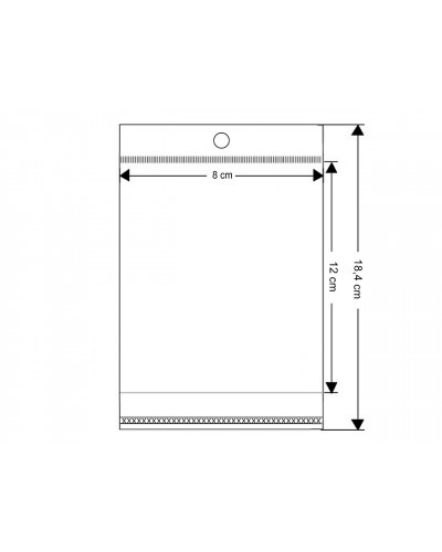 PP ragasztócsíkos celofán tasak jellegű BOPP tasak akasztóval 8x12 cm - 100 db. | Mimib