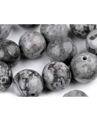 Ásvány gyöngy Jaspis szürke Ø8 mm - 10 db. | Mimib