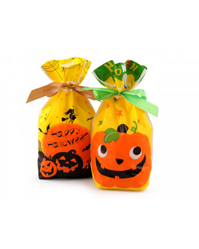 Élelmiszer Halloween zacskó szatén szalaggal  15x22 cm - 5 db. | Mimib