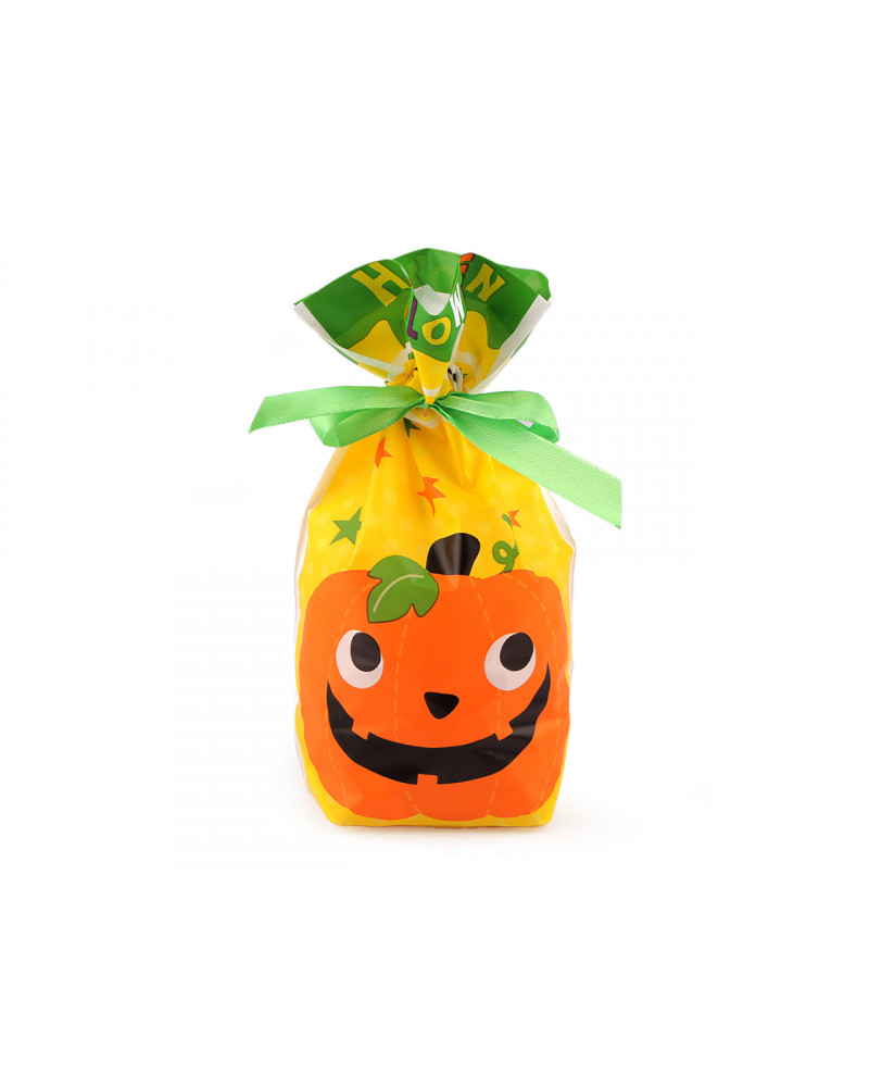 Élelmiszer Halloween zacskó szatén szalaggal  15x22 cm - 5 db. | Mimib