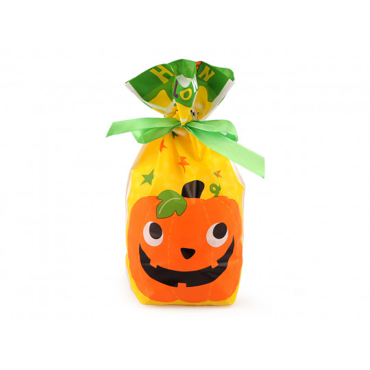 Élelmiszer Halloween zacskó szatén szalaggal  15x22 cm - 5 db. | Mimib