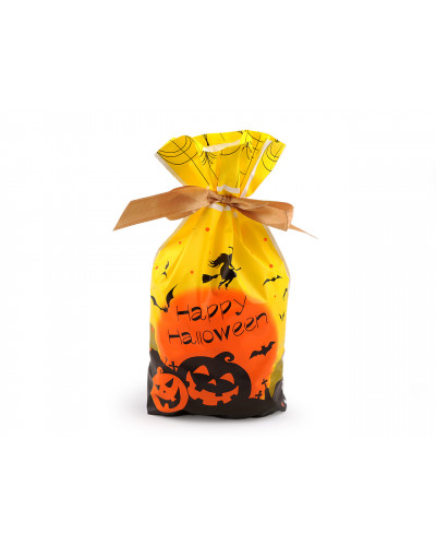 Élelmiszer Halloween zacskó szatén szalaggal  15x22 cm - 5 db. | Mimib