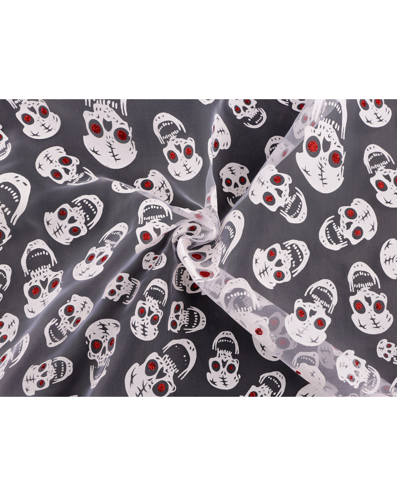 Organza Halloween / glitteres koponyák - 1 m | Mimib