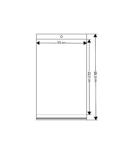 PP ragasztócsíkos celofán tasak jellegű BOPP tasak akasztóval 13x22cm - 100 db. | Mimib