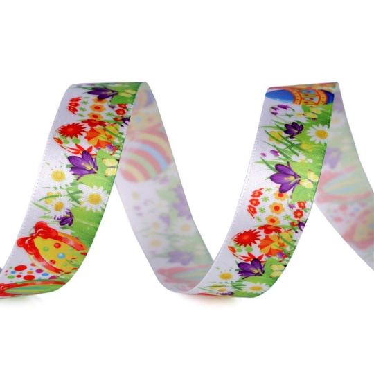 Szalag Húsvét szélessége 25 mm csirke, tojás, rét, nyúl - 22.5 m | Mimib