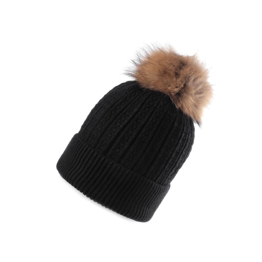 Női / lányos téli sapka szőrme bolyttal Emi Ross - 1 db. | Mimib