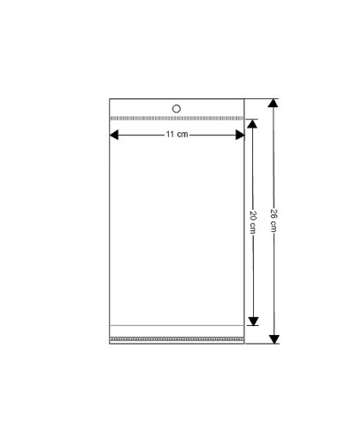 Ragasztócsíkos celofán tasak jellegű BOPP tasak akasztóval 11x20 cm - 100 db. | Mimib