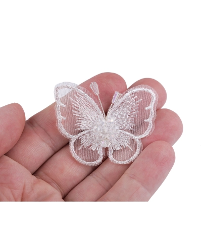 Motýľ s brúsenými korálkami na našitie a nalepenie - 2 ks | Mimib