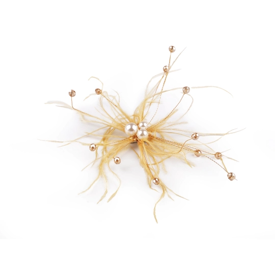 Pierková brošňa s perlami a brúsenými korálkami - 1 ks | Mimib