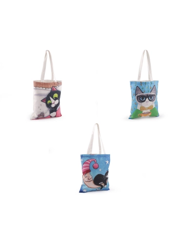 Textilná taška bavlnená mačka 34x40 cm - 1 ks | Mimib