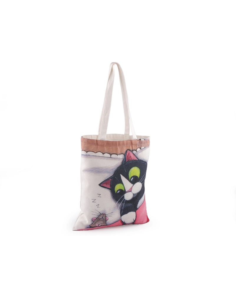 Textilná taška bavlnená mačka 34x40 cm - 1 ks | Mimib