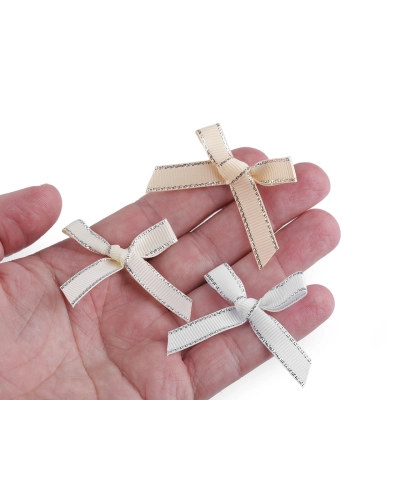 Svadobná / dekoračná rypsová mašlička s lurexovým okrajom - 10 ks | Mimib