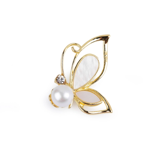 Brošňa motýľ s perlou - 1 ks | Mimib