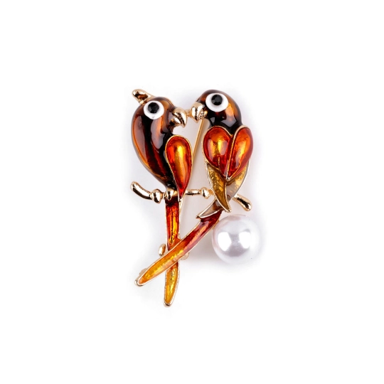 Brošňa s brúsenými kamienkami vtáčik, papagáj - 1 ks | Mimib