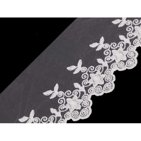 Vyšívaná čipka / prámik na monofile šírka 90 mm - 13.5 m | Mimib