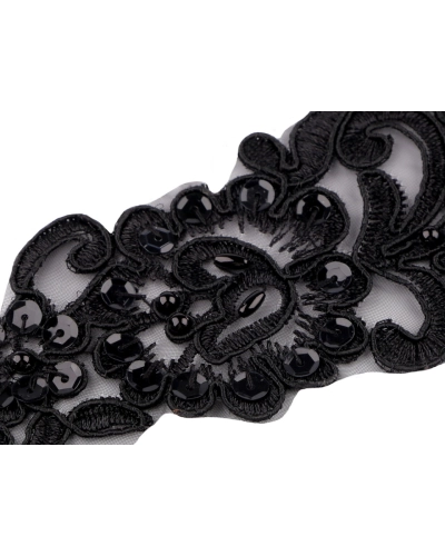 Monofilová aplikácia / vsadka s perličkami a flitrami 8x24 cm - 2 ks | Mimib