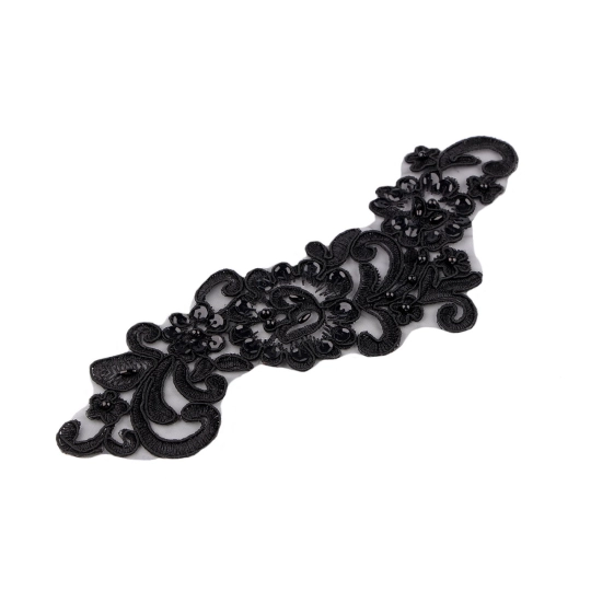 Monofilová aplikácia / vsadka s perličkami a flitrami 8x24 cm - 2 ks | Mimib