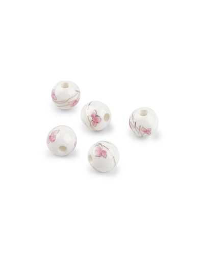 Porcelánové korálky s kvetmi Ø10 mm - 5 ks | Mimib