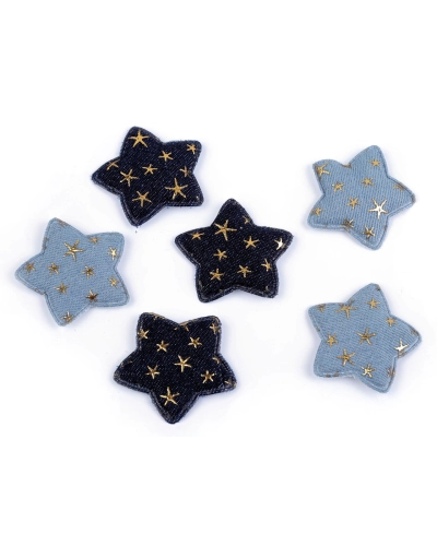Aplikácia / nášivka 3D hviezda riflová - 5 ks | Mimib