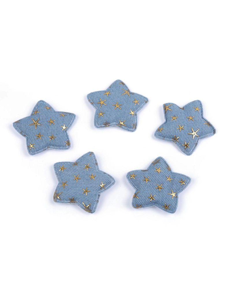 Aplikácia / nášivka 3D hviezda riflová - 5 ks | Mimib