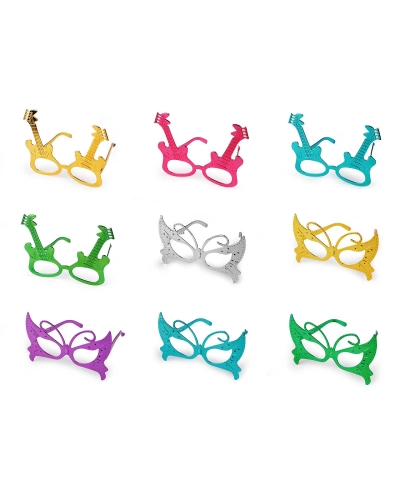 Karnevalové okuliare motýľ, gitara metalické - 1 ks | Mimib