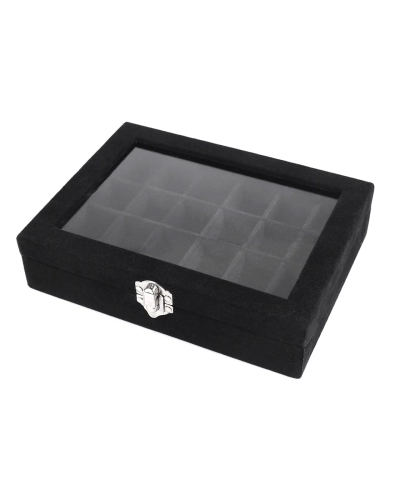 Šperkovnica so skleneným priehľadom zamatová 15x20x5 cm - 1 pár | Mimib