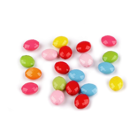 Plastové korálky ploškované ováliky 11x13 mm - 20 ks | Mimib