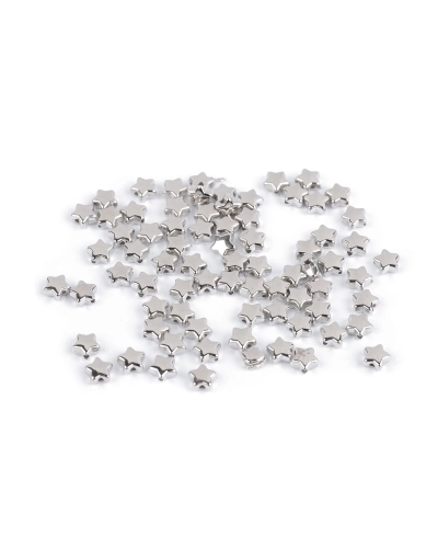 Plastové korálky mini hviezdičky, srdiečka, kocky metalické - 10 g | Mimib