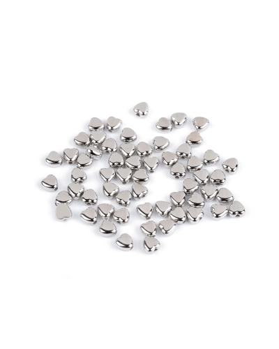 Plastové korálky mini hviezdičky, srdiečka, kocky metalické - 10 g | Mimib