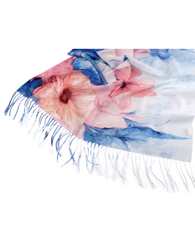 Letná šatka / šál so strapcami kvety 70x180 cm - 1 ks | Mimib